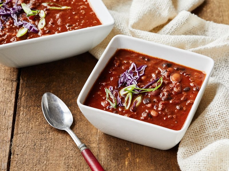 Chili con carne bœuf haricots rouges riz complet