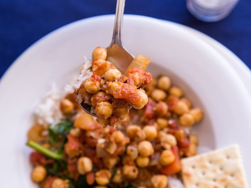 Curry de pois chiches épinards lait de coco léger