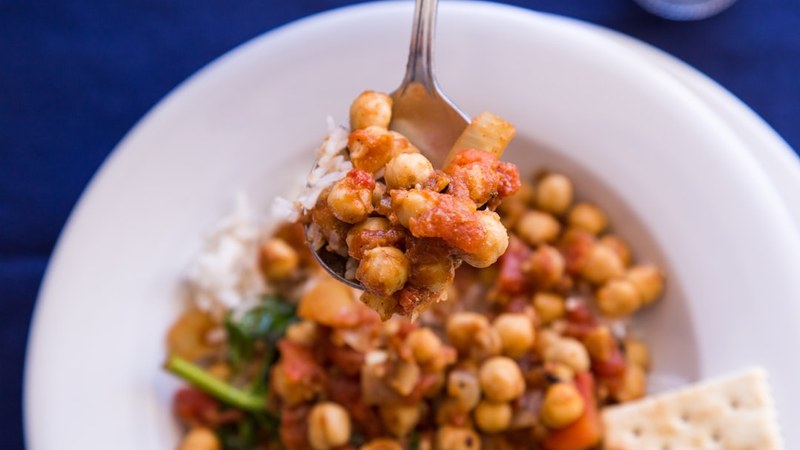 Curry pois chiches épinards lait de coco