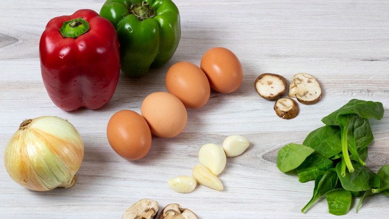 Frittata au four poivrons épinards et chèvre