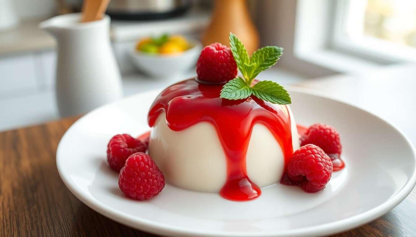 Panna cotta vanille coulis de framboises