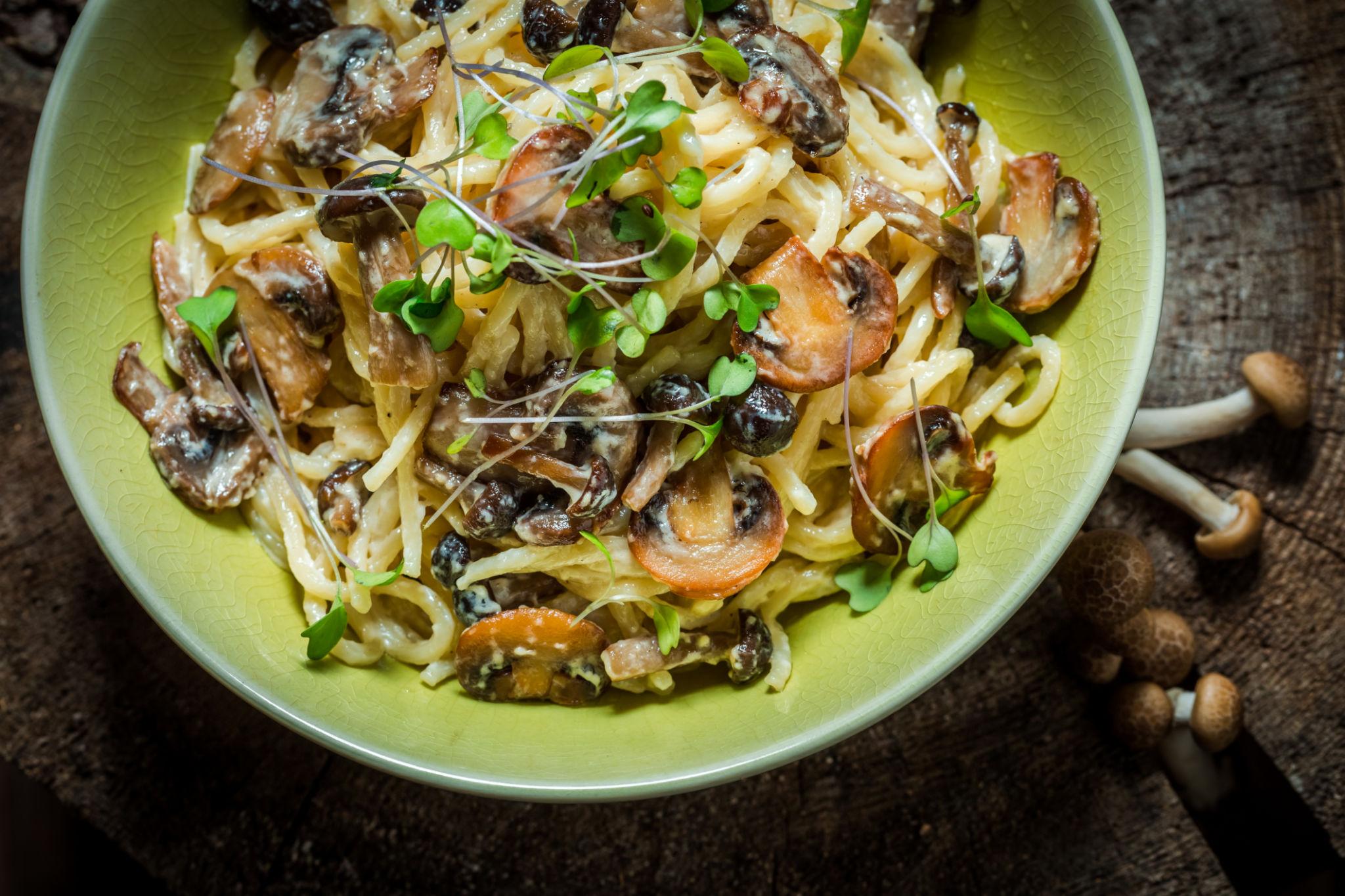 Pâtes aux champignons et crème