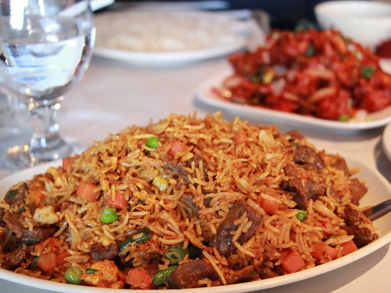 Riz frit bœuf haché ail et sauce soja